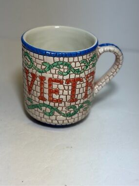 Vietri Mosaic tile Vintage Ceramic Mug in Blue, Red, Green1983-2013